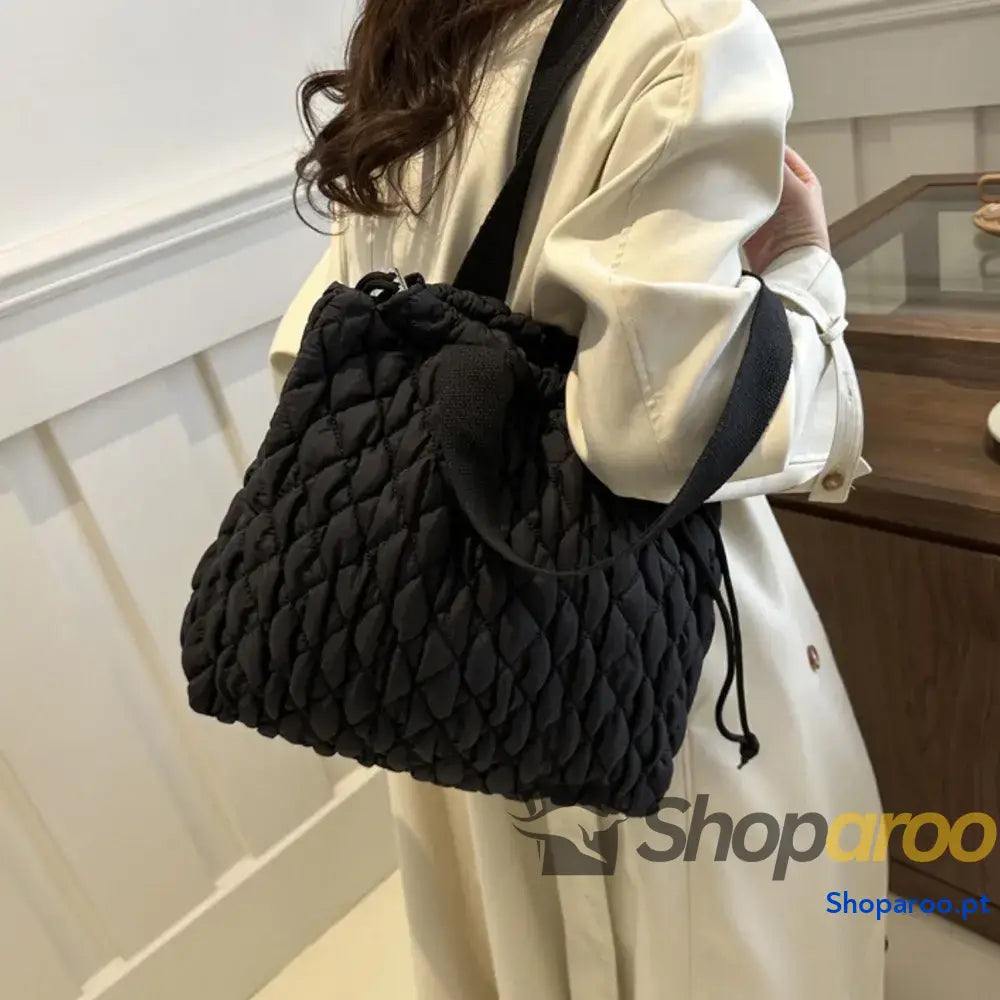 Drawstring Bubble Texture Tote Bag
