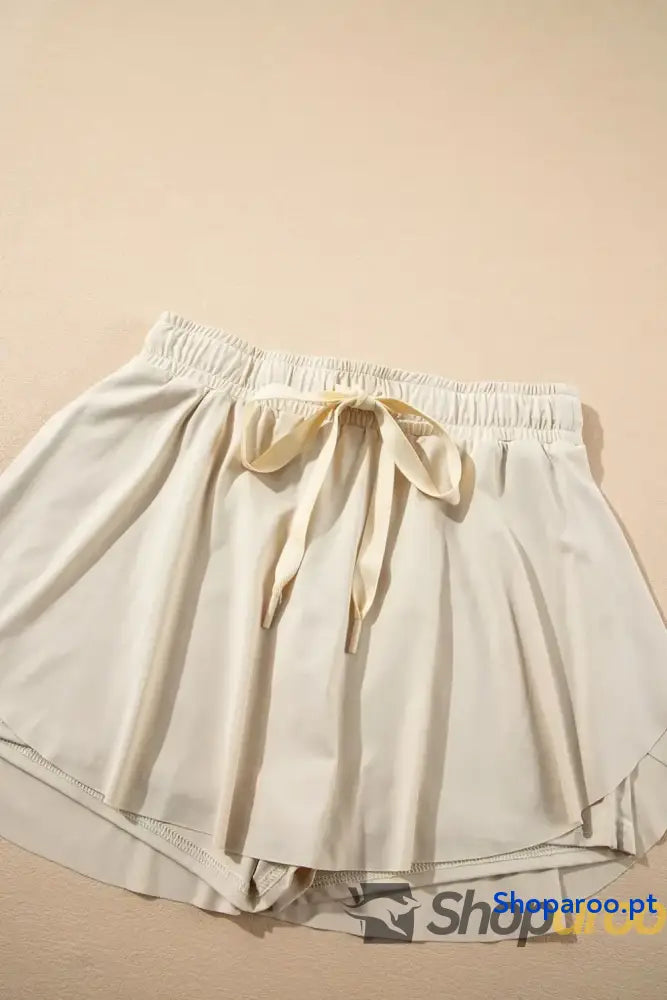 Drawstring High Waist Lined Active Skorts
