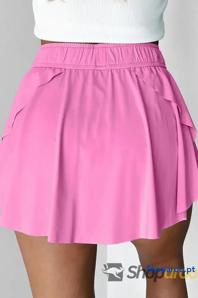 Drawstring High Waist Lined Active Skorts