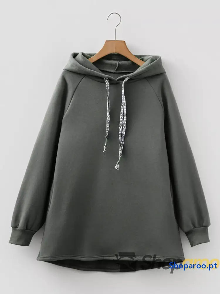 Drawstring Raglan Sleeve Hoodie