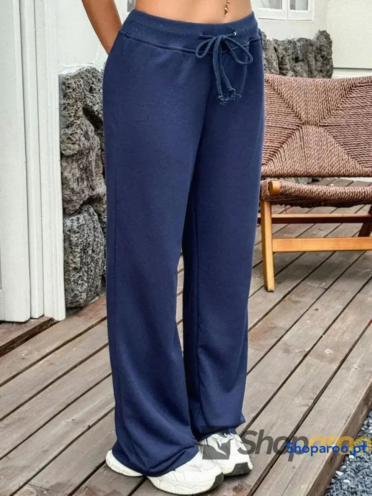 Drawstring Wide Leg Active Pants