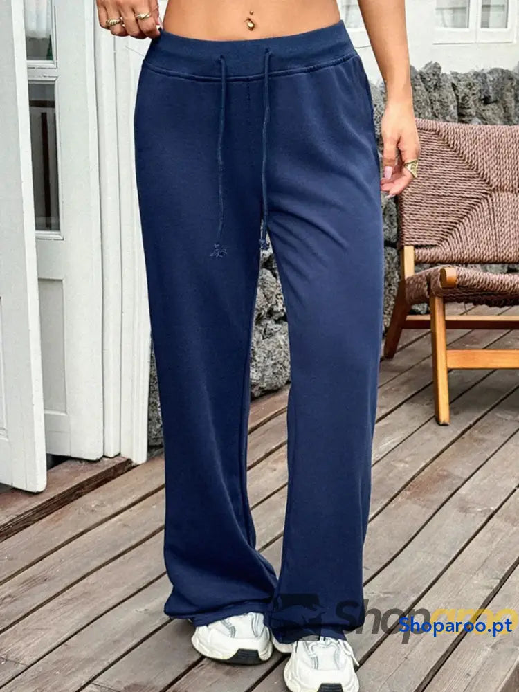 Drawstring Wide Leg Active Pants