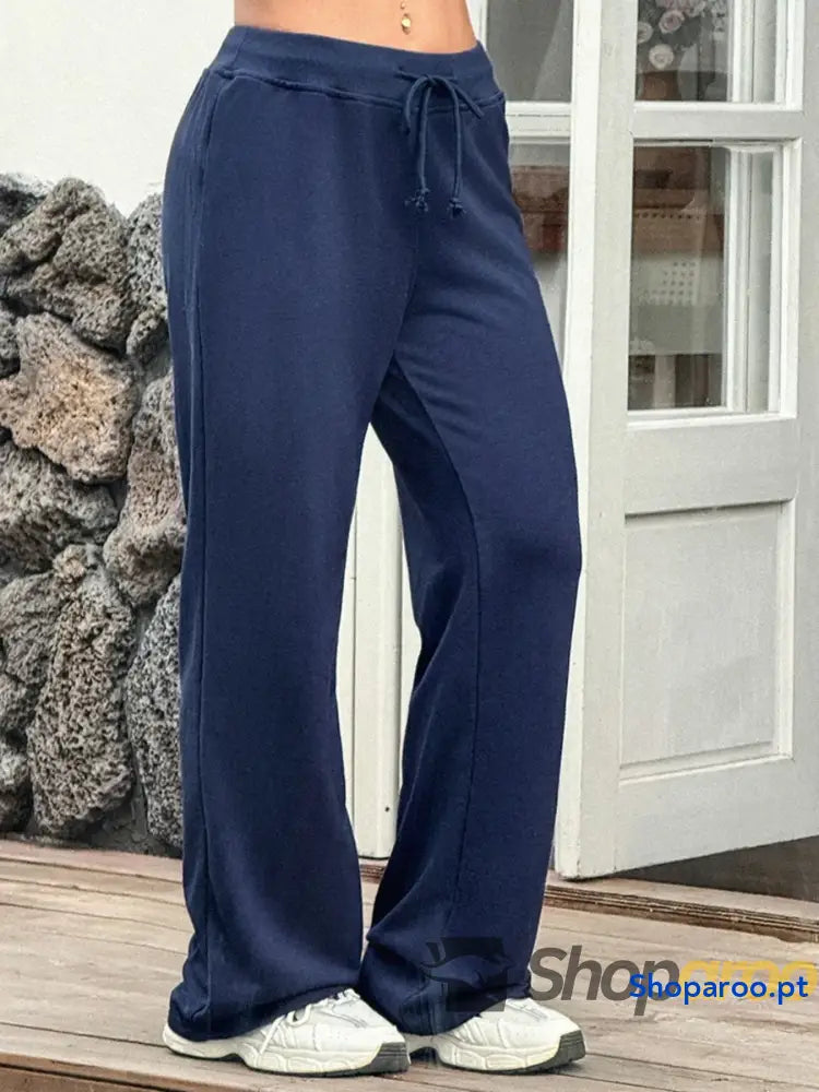Drawstring Wide Leg Active Pants