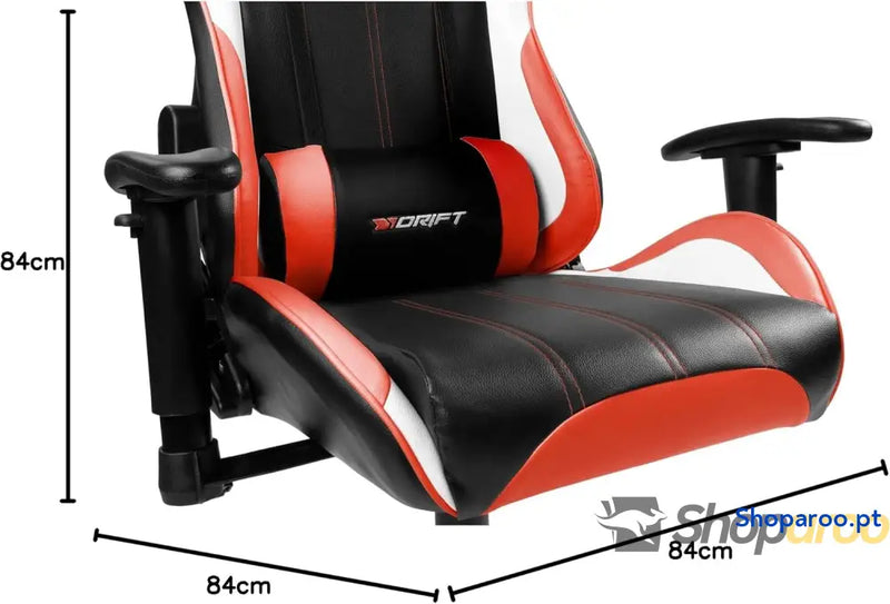 DRIFT GAMING DR175 Cadeira Gaming profissional couro sintético apoio de braços ajustáveis 2D pistão classe 4 giratória