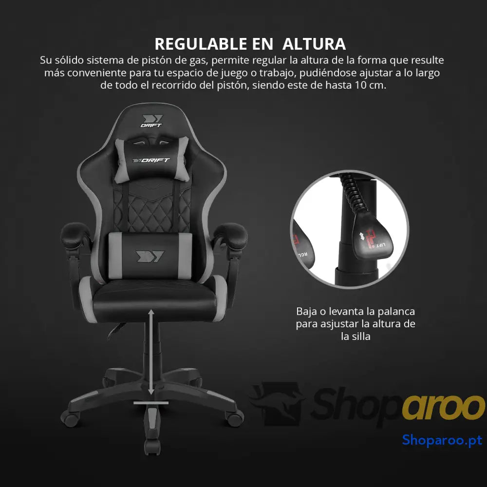 DRIFT GAMING DR35 Cadeira Gaming ergonómica profissional com apoios de braço 2D ajustáveis suporte lombar e cervical
