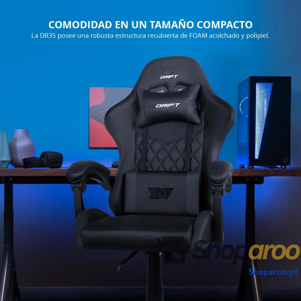 DRIFT GAMING DR35 Cadeira Gaming ergonómica profissional com apoios de braço 2D ajustáveis suporte lombar e cervical