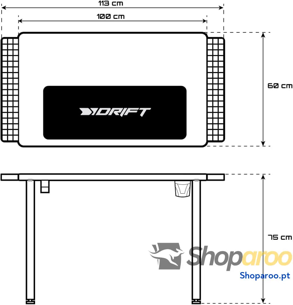Drift Gaming DRDZ75 Mesa de jogos com placa acabamento em fibra carbono coberto por um tapete Full Size suporte