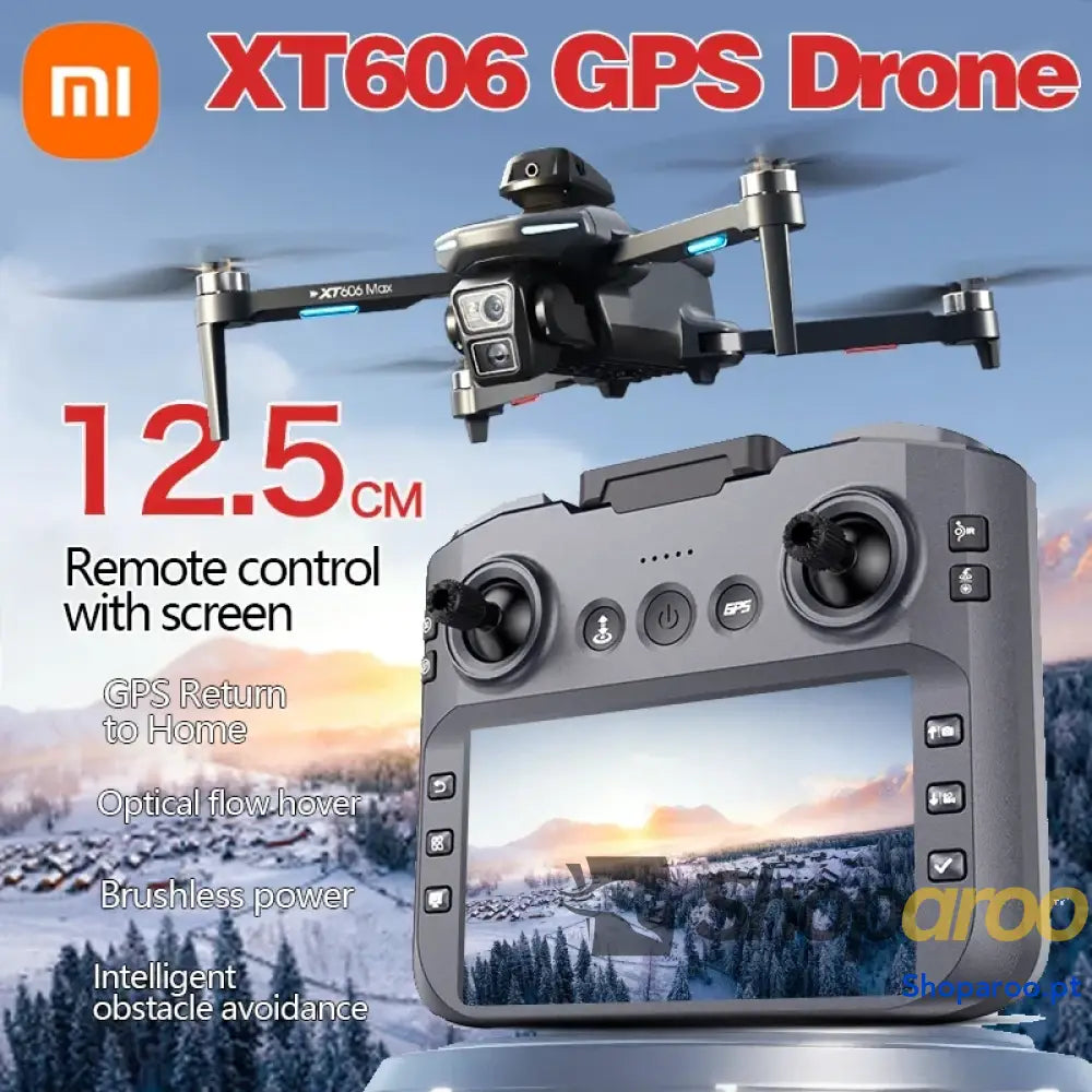 Drone 4K Profissional Xiaomi XT606 MAX GPS com Câmara HD e Evitação 360°