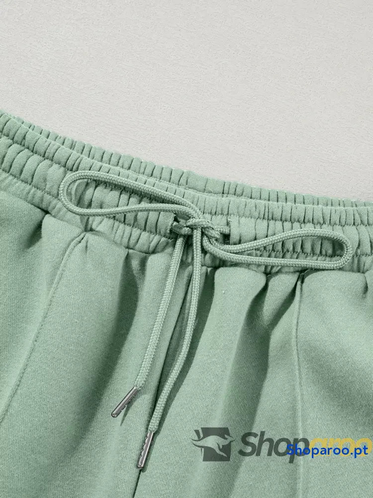 Conjunto de 2 peças casaco com fecho e calças cordão