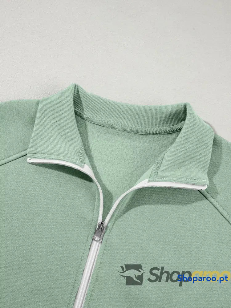 Conjunto de 2 peças casaco com fecho e calças cordão