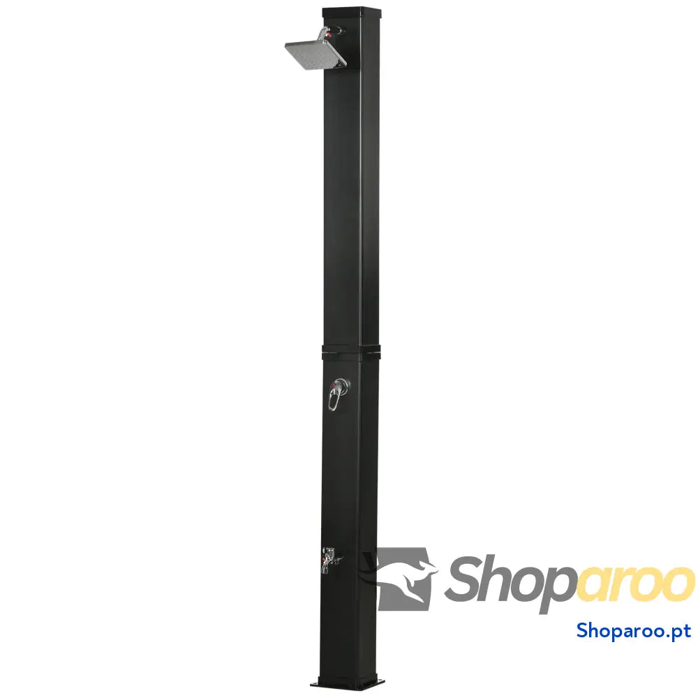 Duche Solar Exterior 40L de Jardim com Cabeçal Torneira Água Quente até 60℃ e Pés 19x20x217 cm Preto