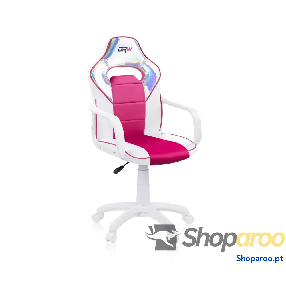 Duehome | DRW cadeira Gamer de escritório estúdio ou secretária acabamento em silício pele branca e turquesa medidas: