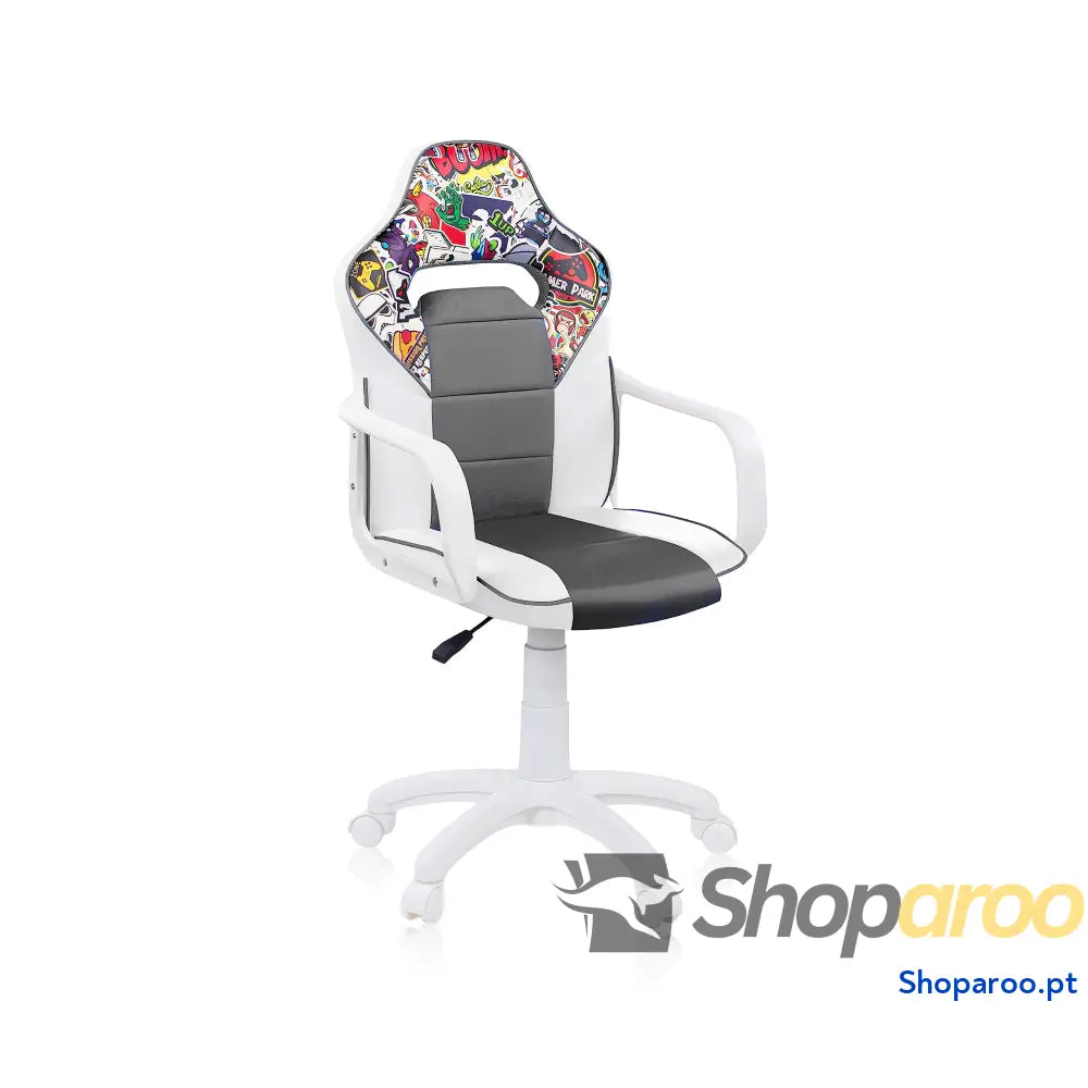Duehome | DRW cadeira Gamer de escritório estúdio ou secretária acabamento em silício pele branca e turquesa medidas: