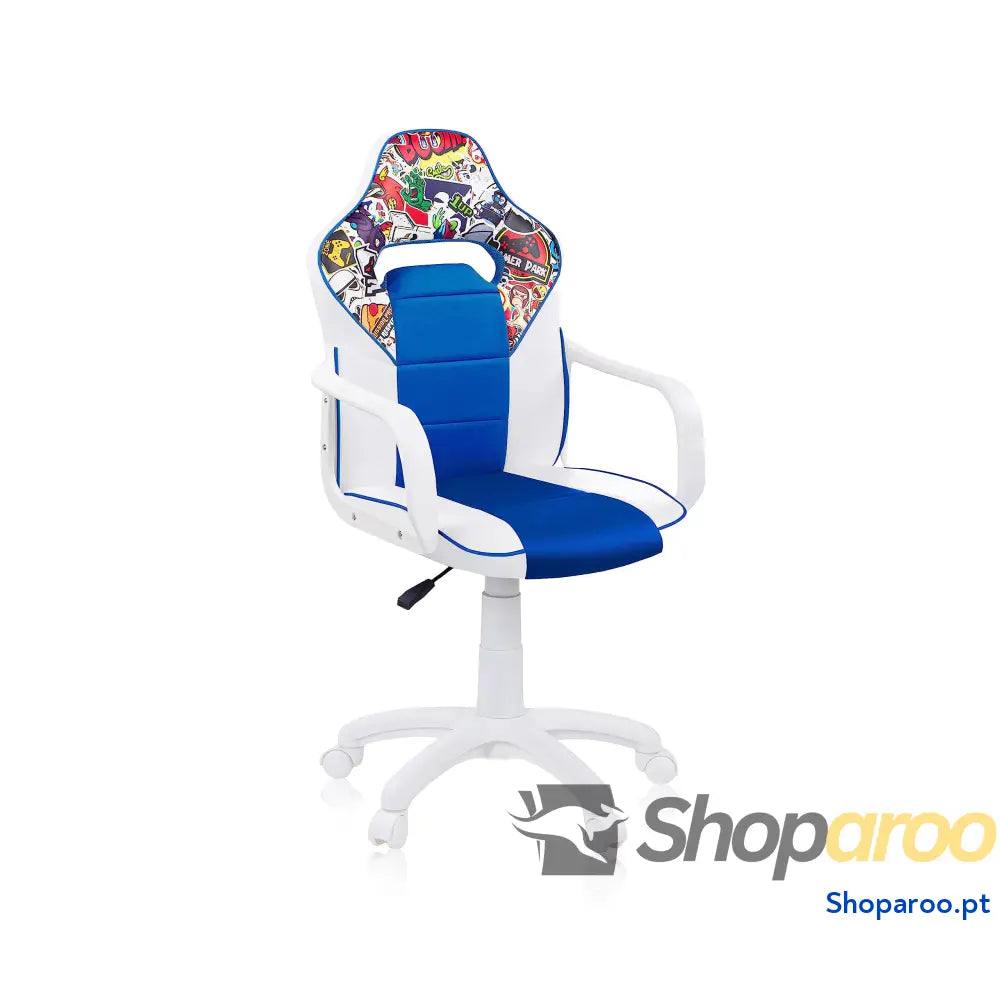 Duehome | DRW cadeira Gamer de escritório estúdio ou secretária acabamento em silício pele branca e turquesa medidas: