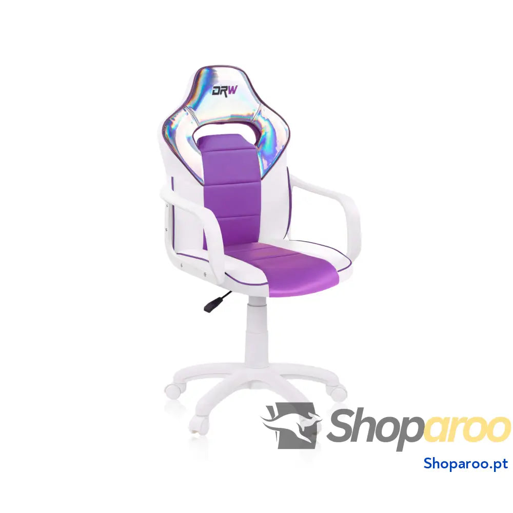 Duehome | DRW cadeira Gamer de escritório estúdio ou secretária acabamento em silício pele branca e turquesa medidas: