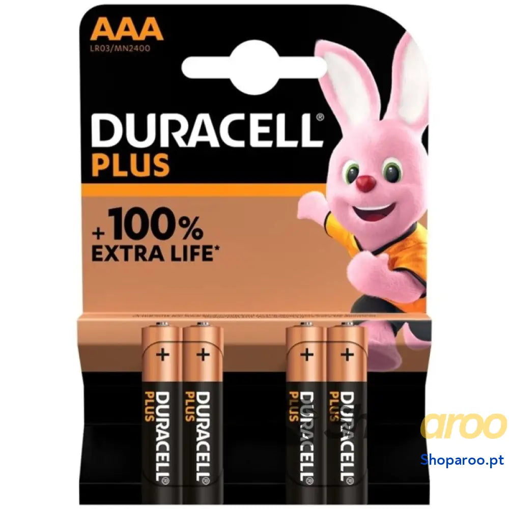 DURACELL BATERIA ALCALINA PLUS POWER 100 AAA LR03 4 UNIDADE