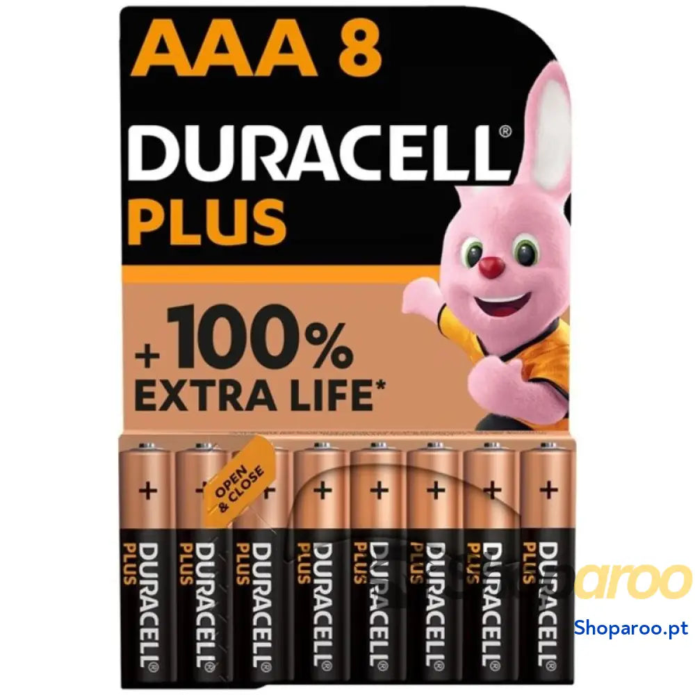 DURACELL BATERIA ALCALINA PLUS POWER 100 AAA LR03 8 UNIDADE