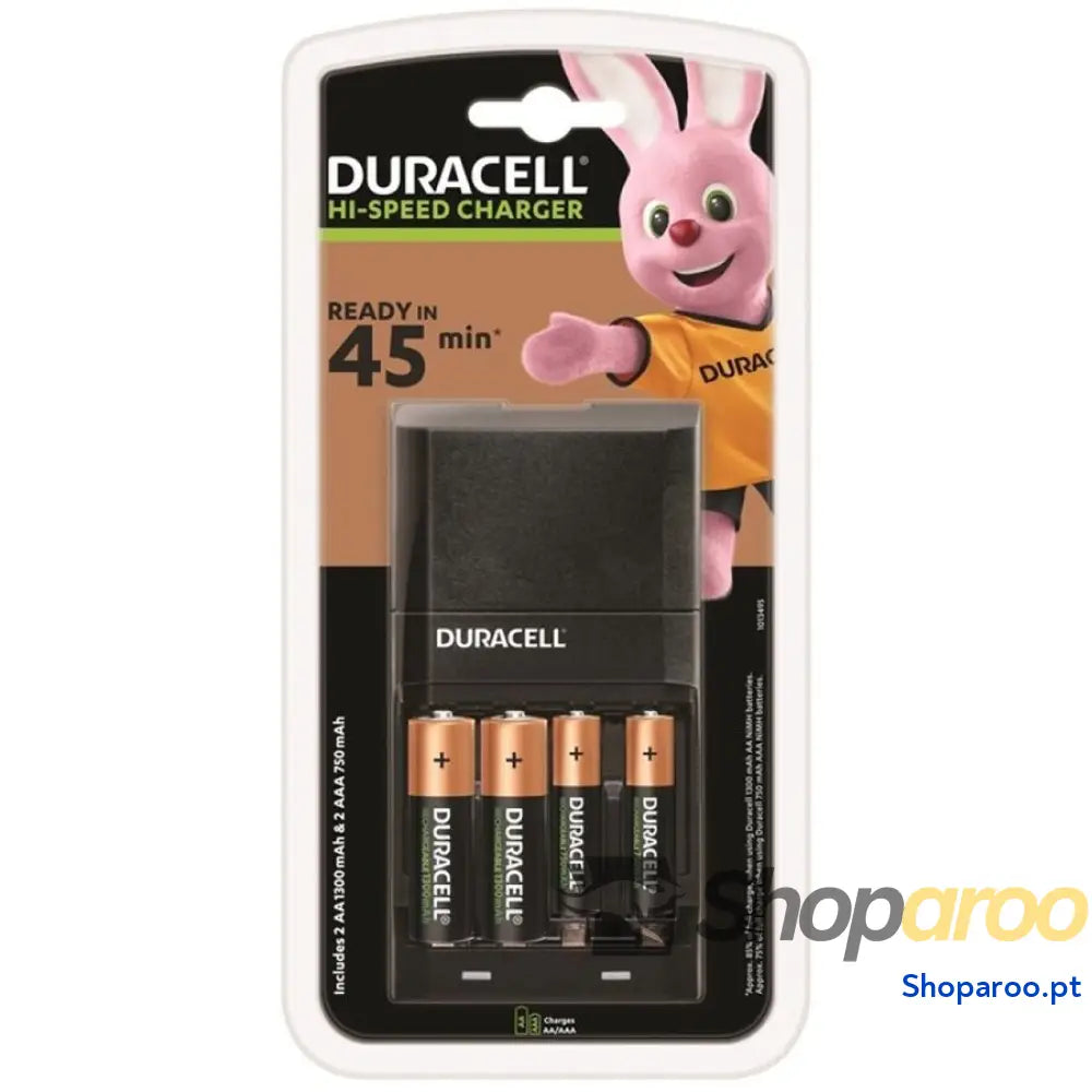 DURACELL CARREGADOR 45MIN. + 2xAA 1700mAh + 2xAAA 750mAh