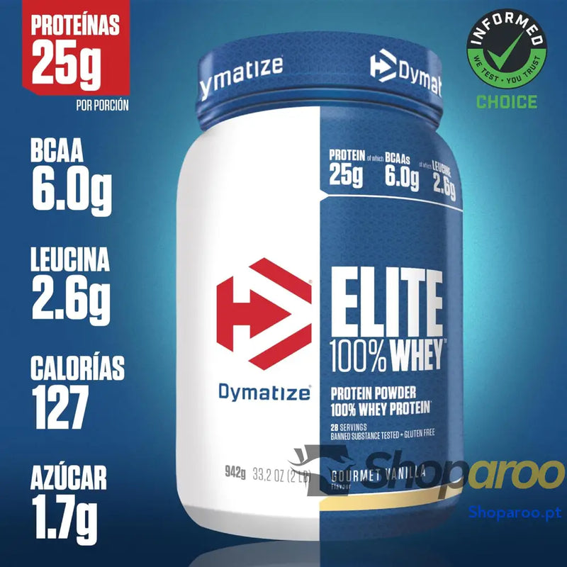 Dymatize Elite 100 % Whey Gourmet baunilha 932 g Pulverizador de almofada adequada e baixo açúcar proteção soro BCAA