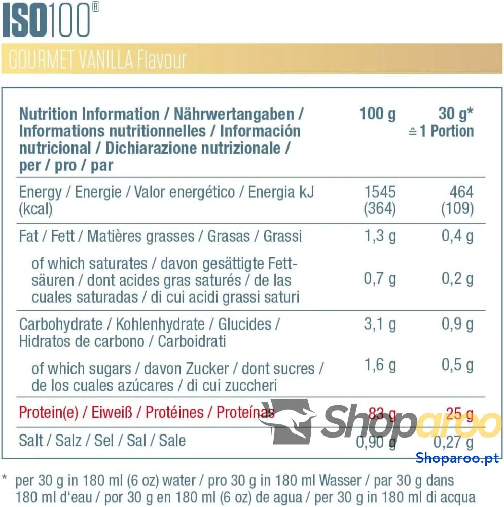 Dymatize ISO 100 Hydrolyzed Gourmet Vanilla 2264 g Hidrolizado de proteção soro Whey isolado em pó