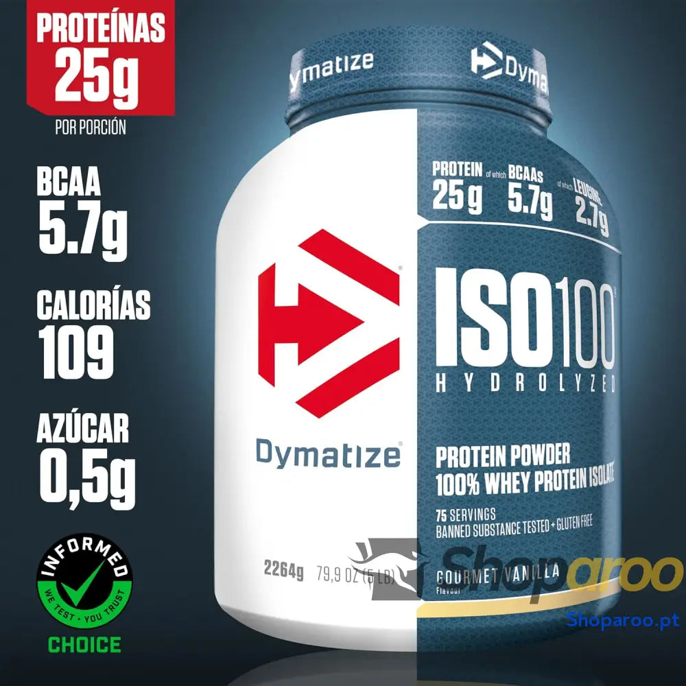 Dymatize ISO 100 Hydrolyzed Gourmet Vanilla 2264 g Hidrolizado de proteção soro Whey isolado em pó