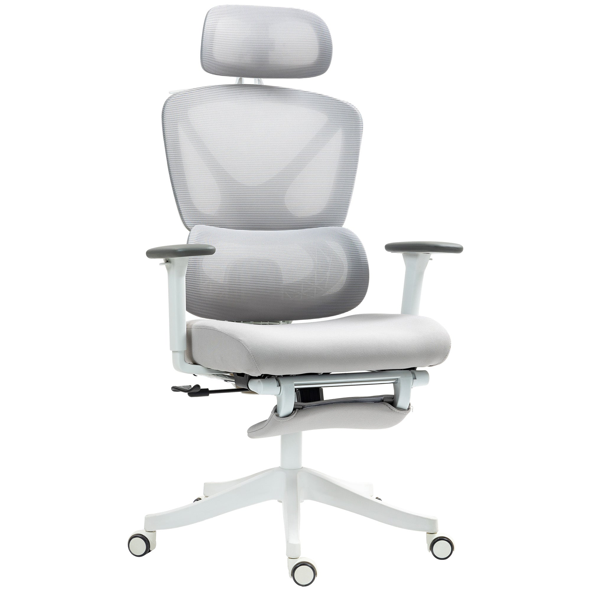 Cadeira de Escritório de Malha Reclinável com Apoio para a Cabeça Ajustável e Altura Regulável 71x70x109-119 cm Cinza