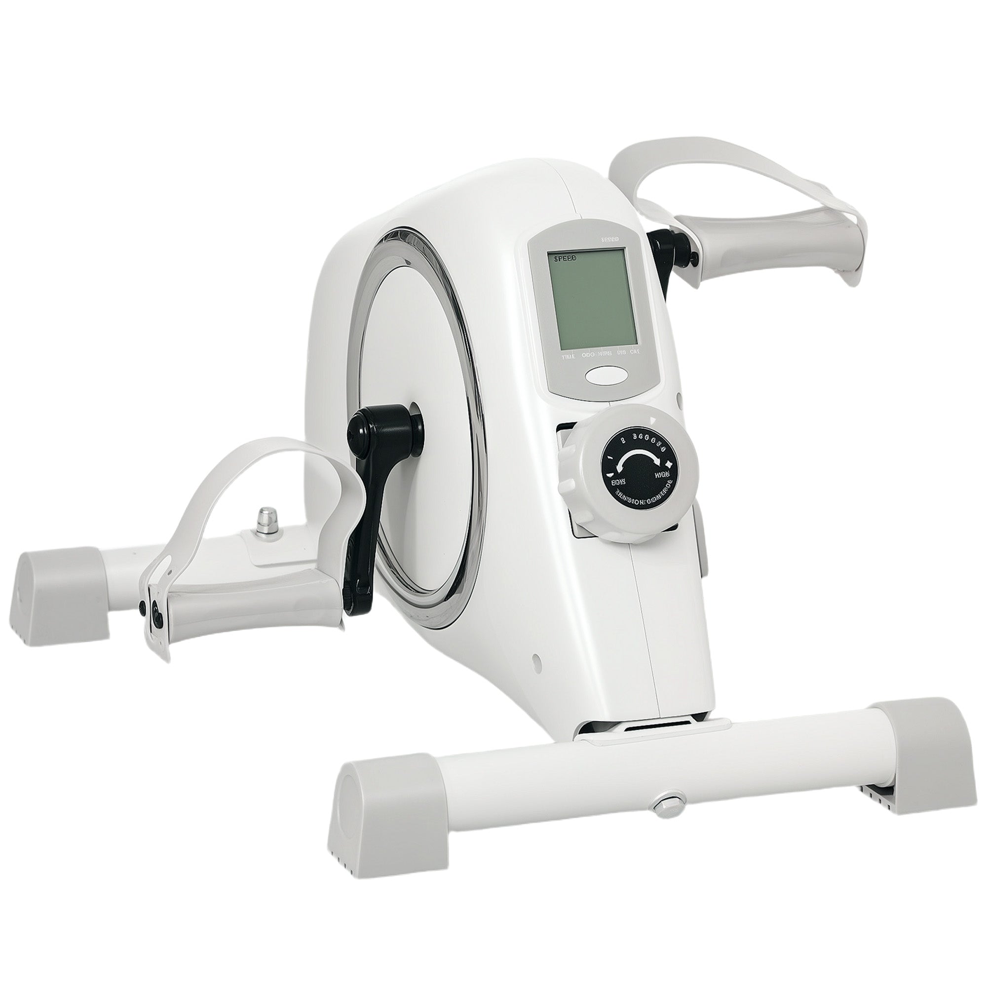 Mini Bicicleta Estática com Resistência Magnética de 8 Níveis Ecrã LCD e Pedais Antiderrapantes para Exercitar Braços e Pernas 48x43x31 cm Branco