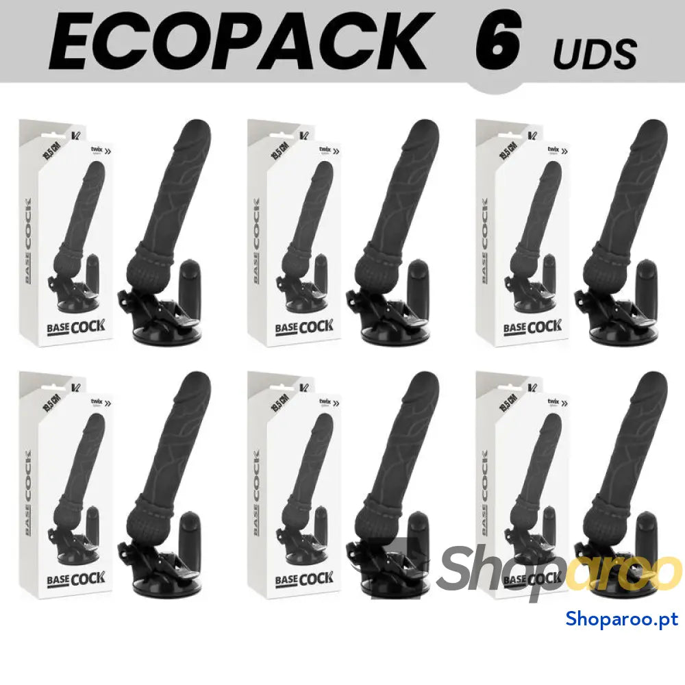 ECOPACK 6 UNIT - BASECOCK CONTROLE REMOTO VIBRADOR REALÍSTICO BASECOCK PRETO 19,5 CM