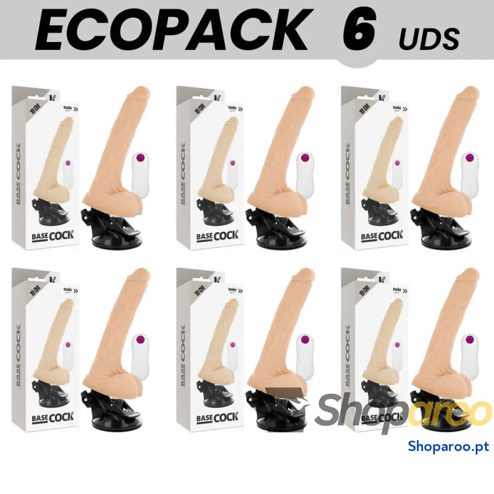 ECOPACK 6 UNIT BASECOCK VIBRADOR DE CONTROLE REMOTO NATURAL REALISTA 19 CM O 4