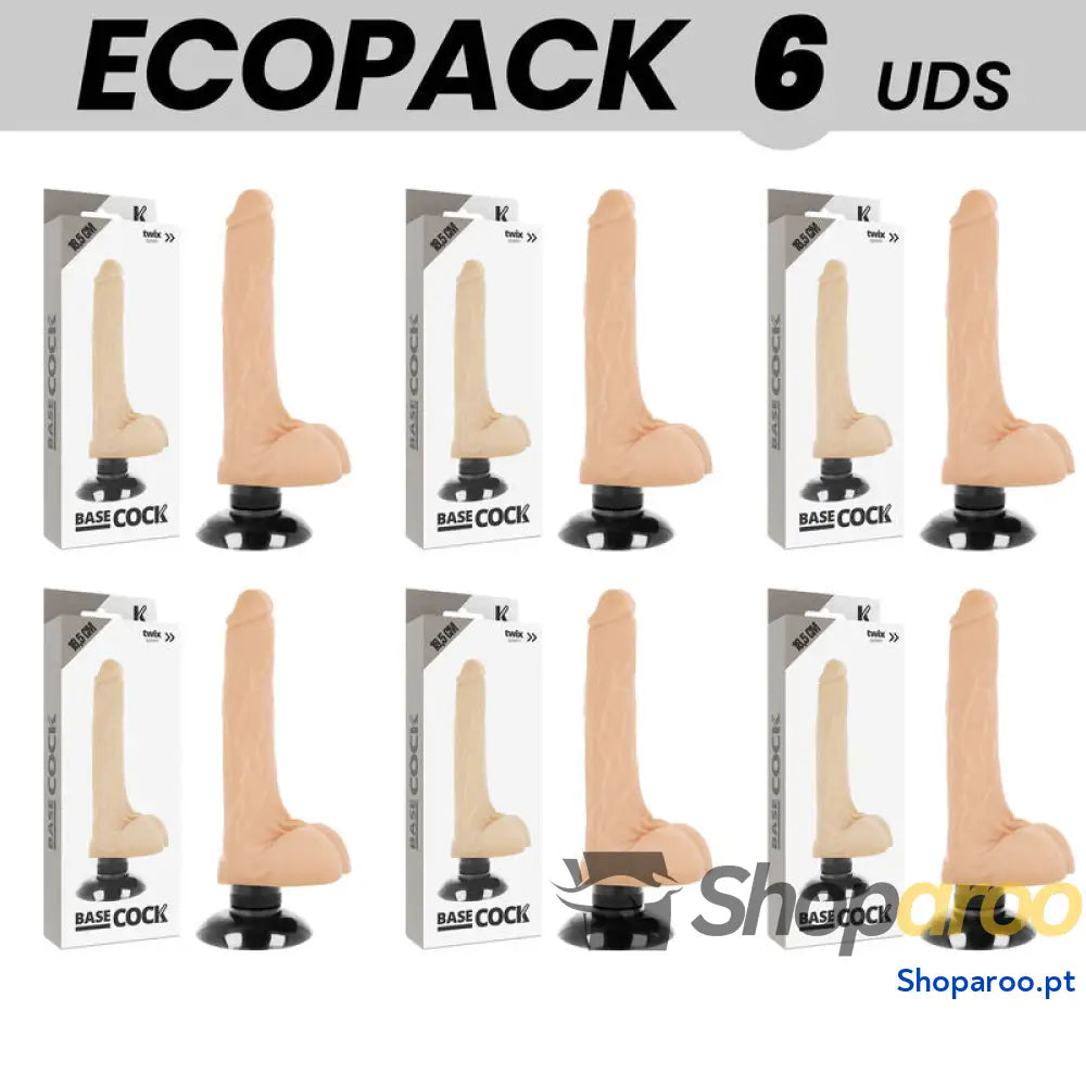 ECOPACK 6 UNIT - BASECOCK VIBRADOR REALÍSTICO 2-1 NATURAL 18.5 CM -O- 4 CM
