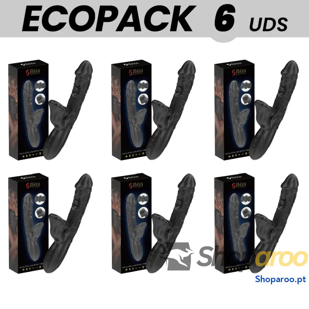ECOPACKS 6 UNIDADES - VIBRADOR IBIZA E ESTIMULADOR DE CLITÓRIS COM EFEITO DE MORDIDA E ROTAÇÃO