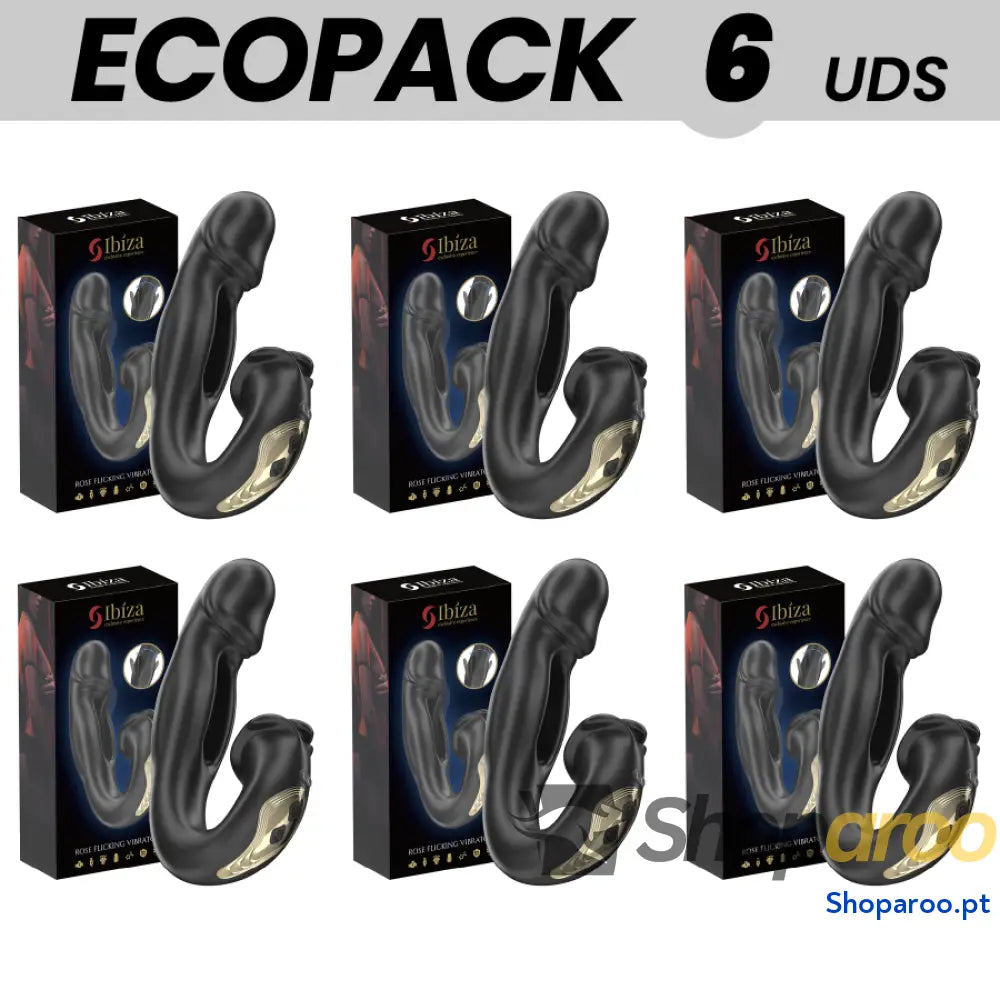 ECOPACKS 6 UNIDADES - VIBRADOR IBIZA ROSE COM EFEITO DE PRESSÃO E ESTIMULADOR DE CLITÓRIS