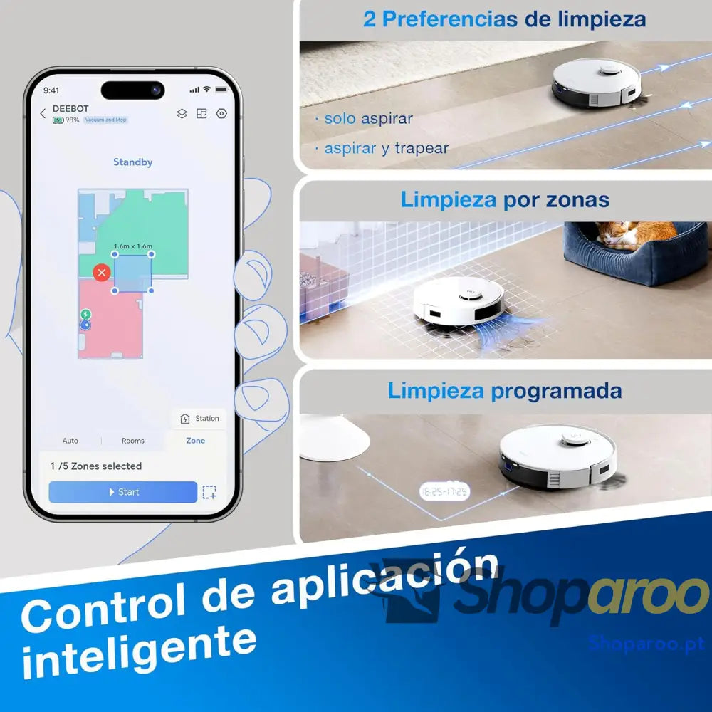 ECOVACS DEEBOT N20 Plus Robot aspirador e limpa chão potência de sucção 8000 Pa estação Dustbagless PureCyclone anti