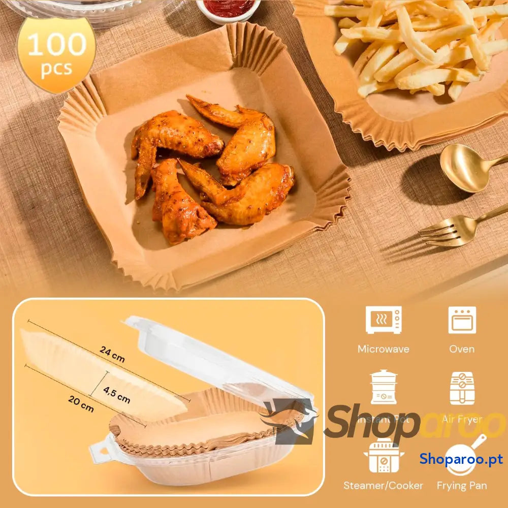 Edihome Papel de fritadeira ar Fryer Air 100 unidades 20 24 cm BPA Free descartável para forno acessórios sem óleo 5