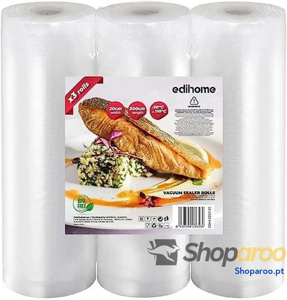 Sacos alimentos vazios 20 x 300 cm 3 rolo sacos para embalar a vácuo conservação embalagem BPA Free ous verde (3 rolos