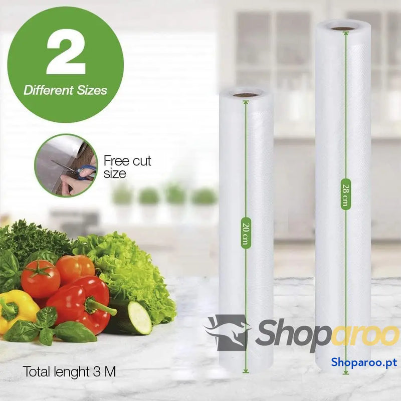 Sacos alimentos vazios 20 x 300 cm 3 rolo sacos para embalar a vácuo conservação embalagem BPA Free ous verde (3 rolos
