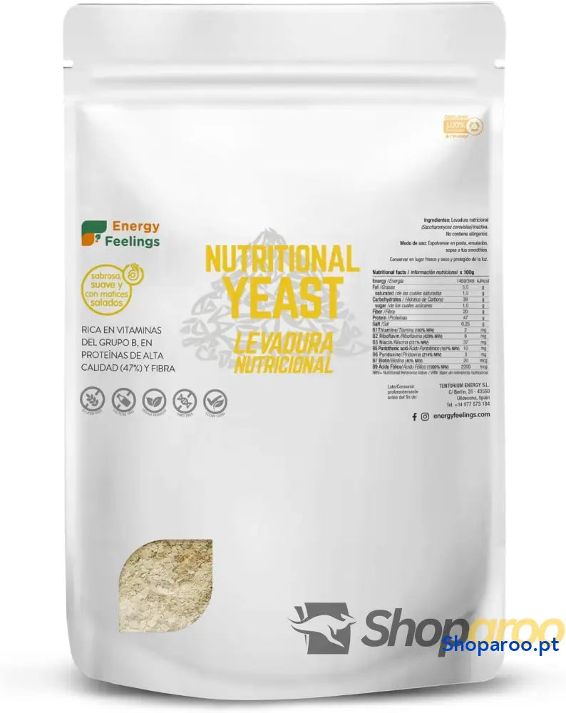 Energy Feelings Levedura nutricional B12 1 kg levedura nutritiva em flocos rica vitamina B e proteínas 51% natural