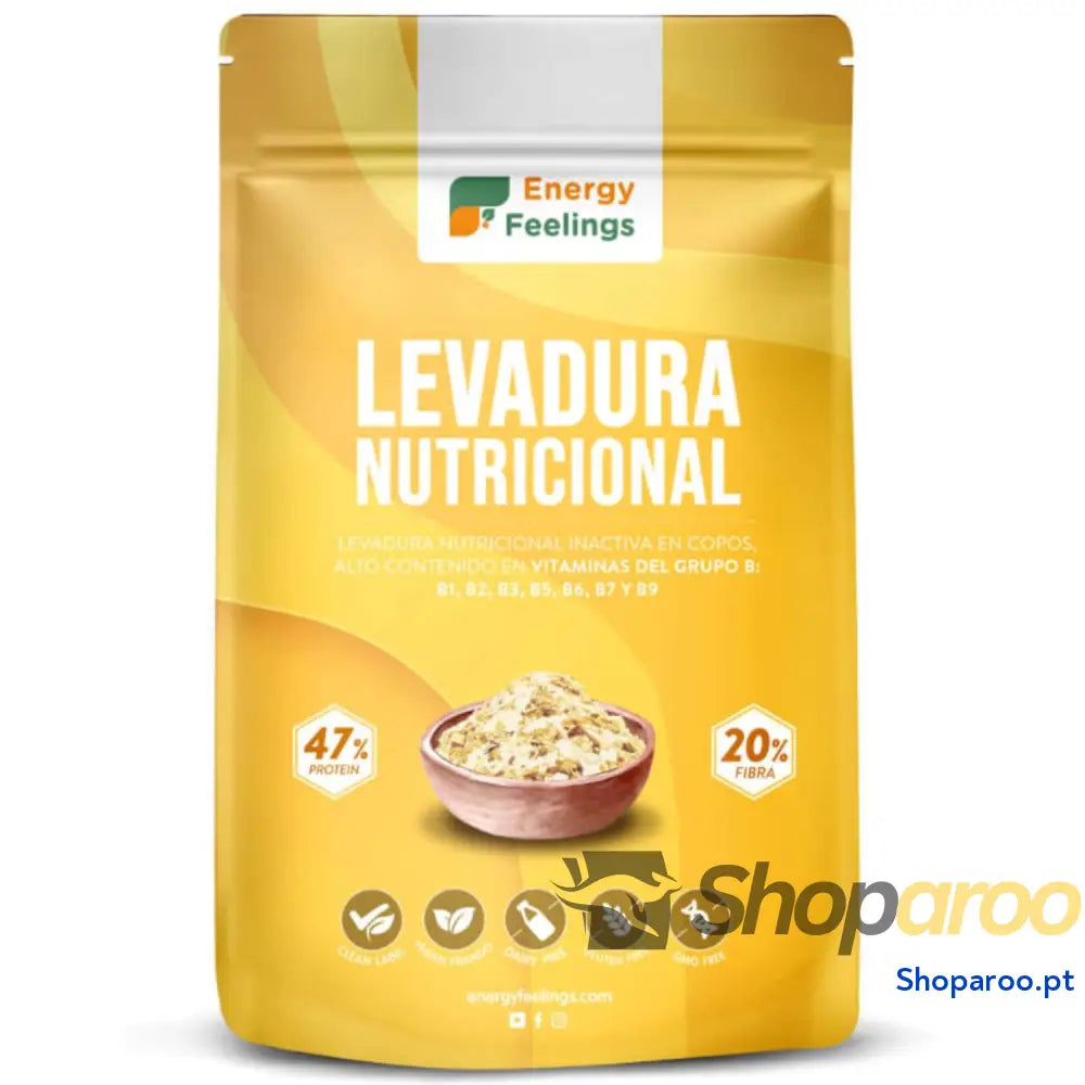 Energy Feelings Levedura nutricional B12 1 kg levedura nutritiva em flocos rica vitamina B e proteínas 51% natural