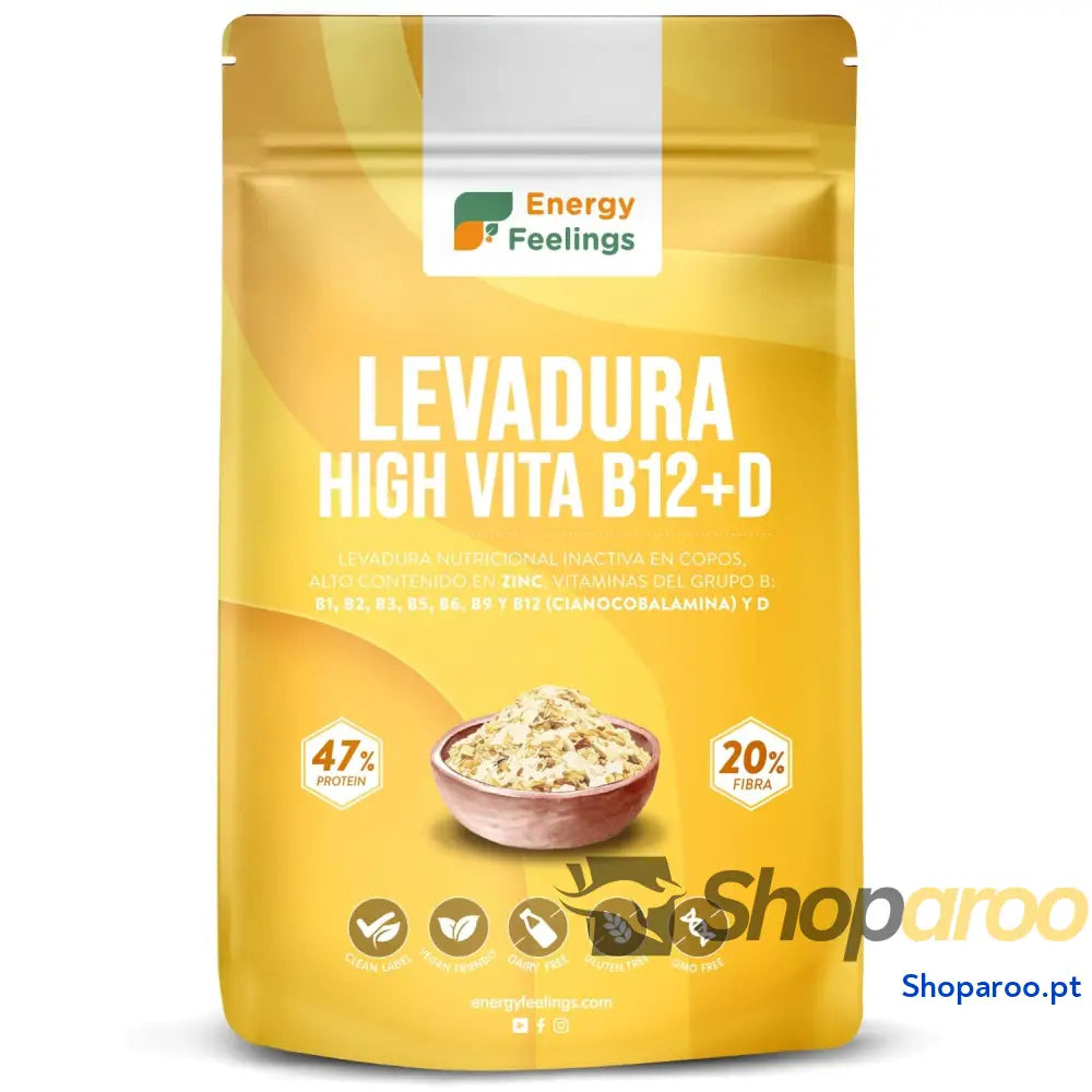 Energy Feelings Levedura nutricional B12 1 kg levedura nutritiva em flocos rica vitamina B e proteínas 51% natural