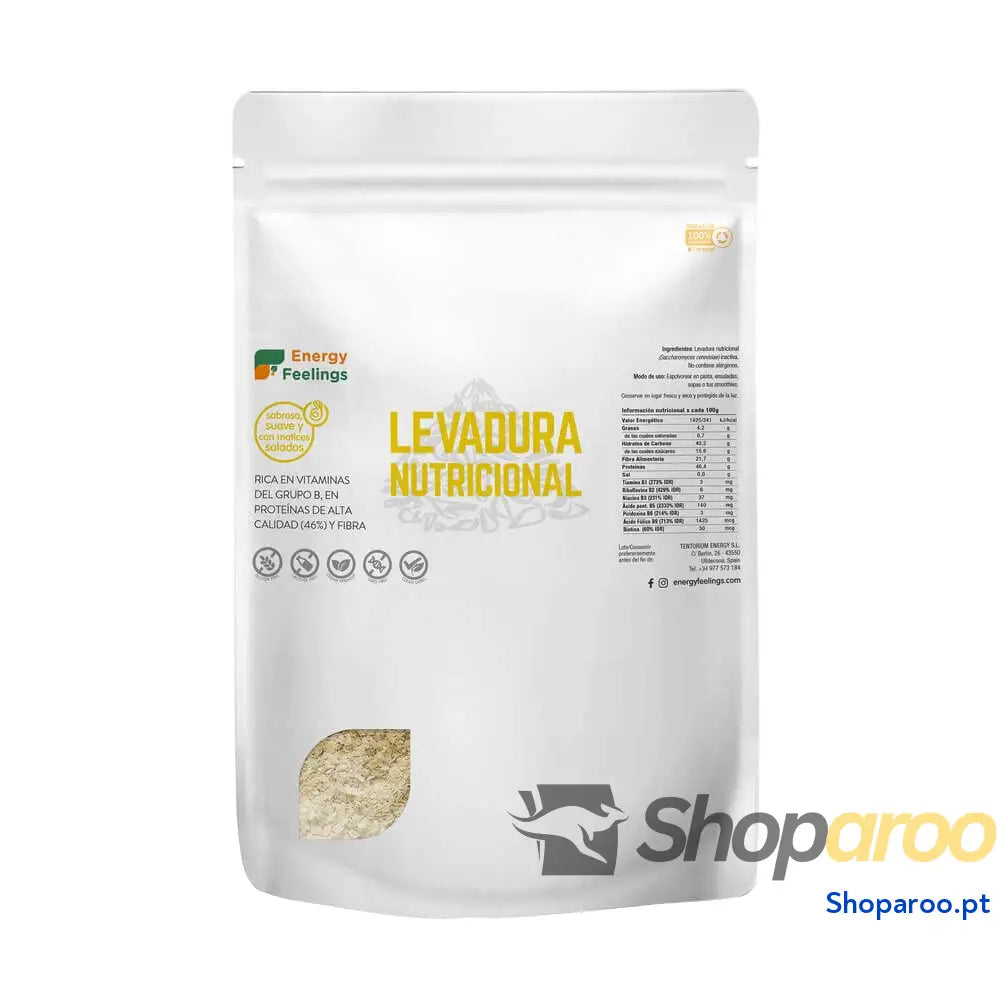 Energy Feelings Levedura nutricional B12 1 kg levedura nutritiva em flocos rica vitamina B e proteínas 51% natural