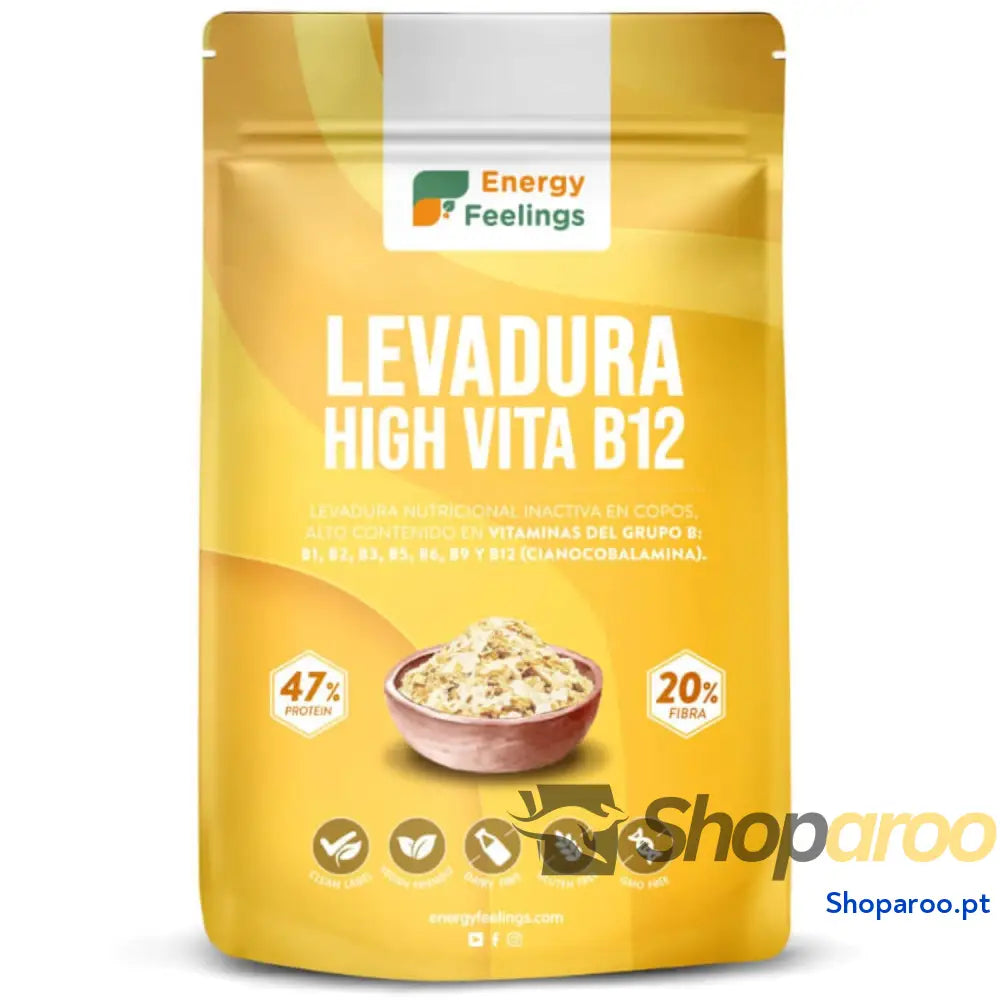 Energy Feelings Levedura nutricional B12 1 kg levedura nutritiva em flocos rica vitamina B e proteínas 51% natural
