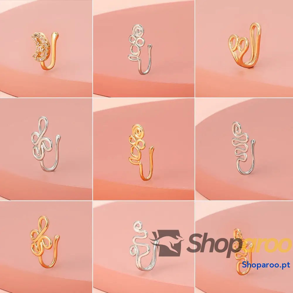 Enfeite de Nariz em Ouro 18K (Banhado) com Design Geométrico