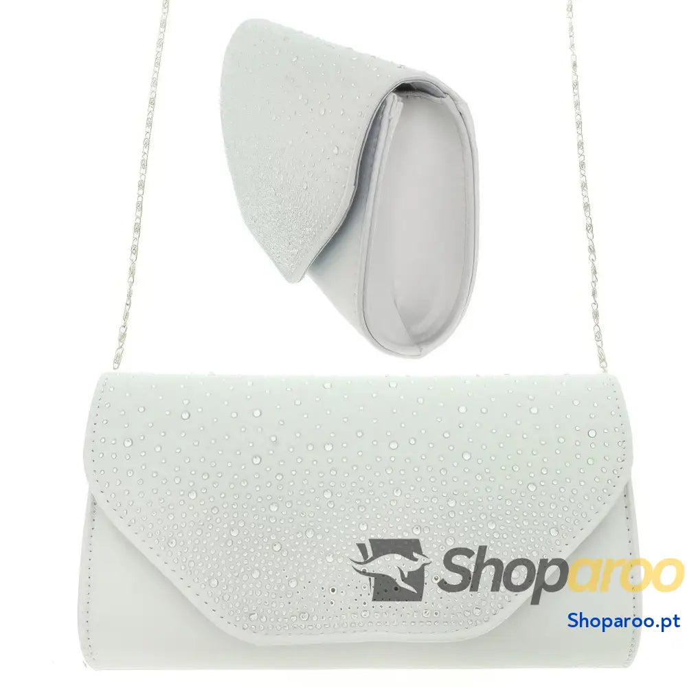 Bolsa de mão envelope com strass e alça corrente removível
