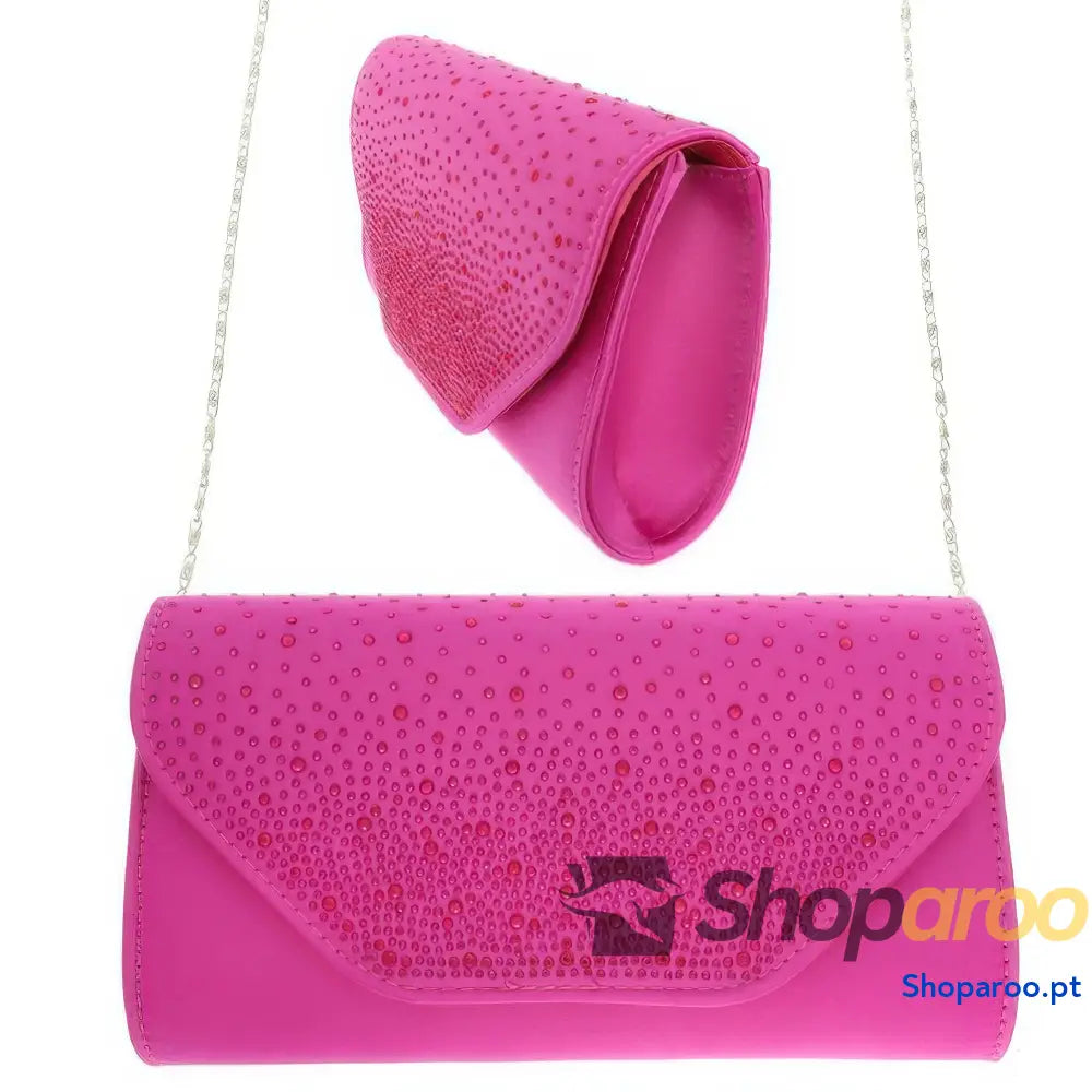Bolsa de mão envelope com strass e alça corrente removível