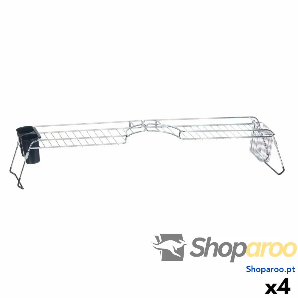 Escorredor de loiça Extensível para Lava-loiça Kinvara W3422A-1 Preto Prateado Metal Polipropileno 44 x 11 x 16 cm (4 Unidades)