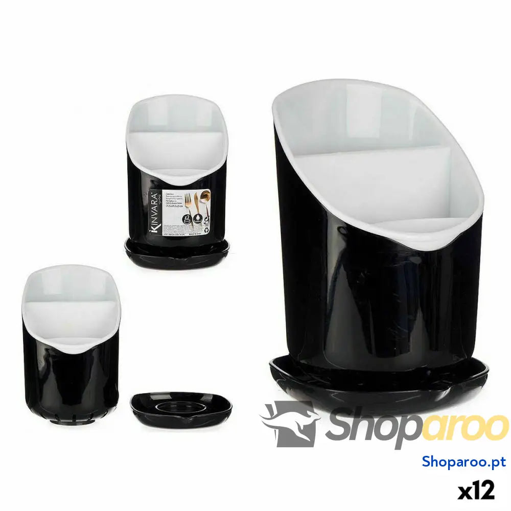 Escorredor de Talheres Kinvara AP-9143 Branco Preto Plástico 12 x 19 x 12,5 cm Smoking (12 Unidades)