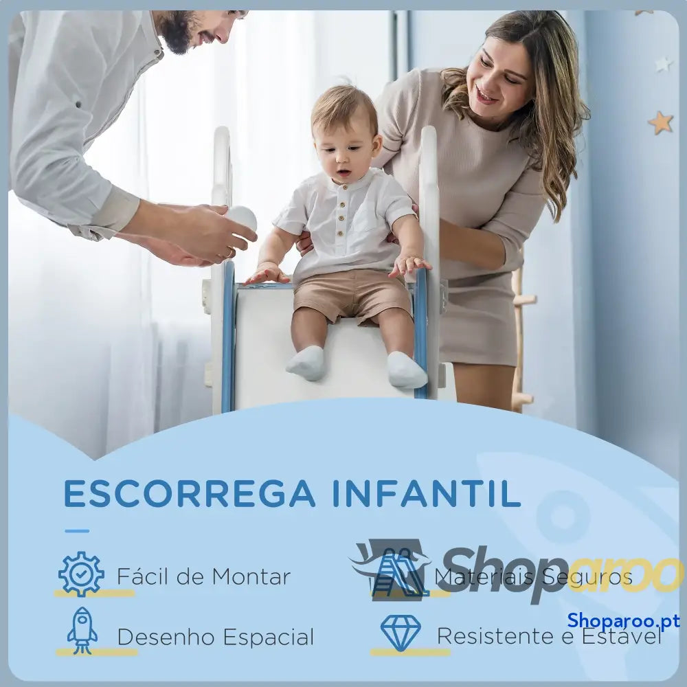 Escorrega para Crianças de 18-36 Meses Azul com Degraus Antiderrapantes