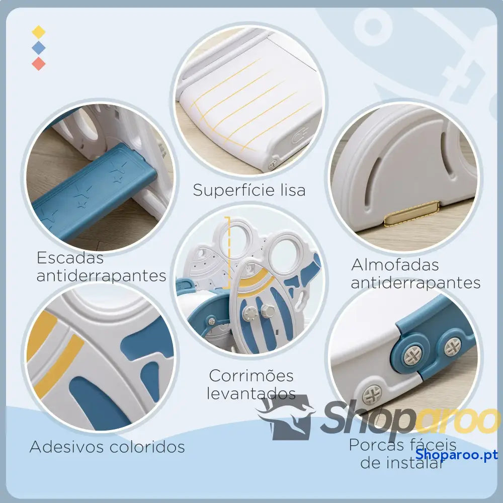 Escorrega para Crianças de 18-36 Meses Azul com Degraus Antiderrapantes