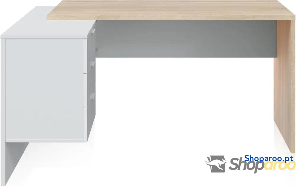 Escritório com gaveta mesa de escritório modelo Office Work acabamento em branco Artik e carvalho cananadian medidas: