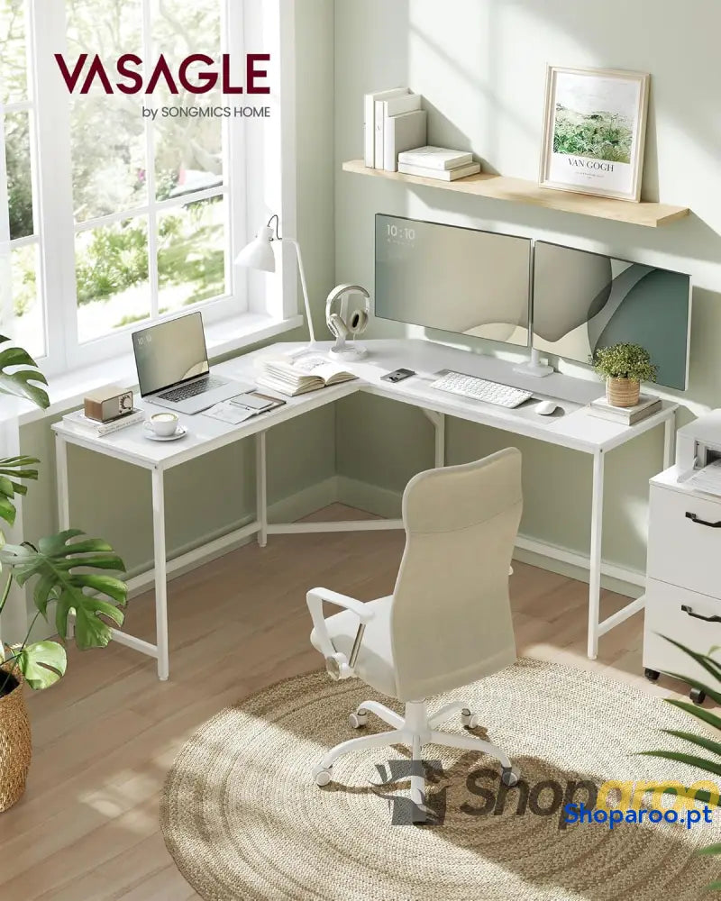 Escritório de canto mesa em forma L 149 x 76 cm economiza espaço escritório casa jogos branco Bordo LWD073W01